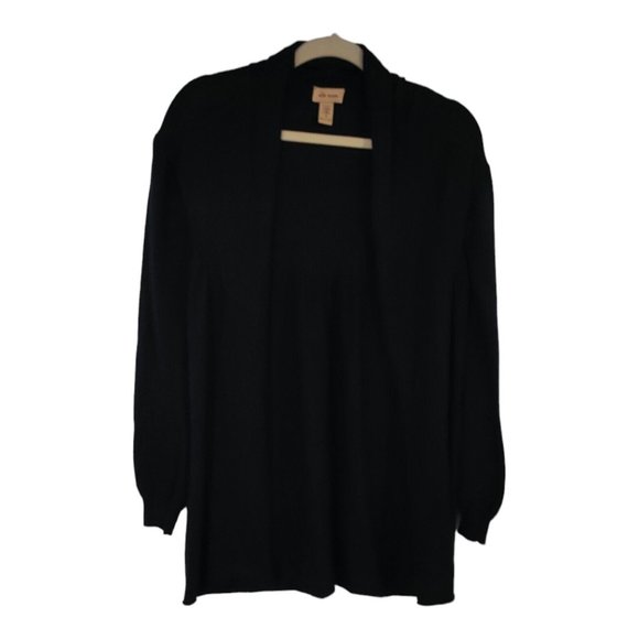 Ella Moss Women's Black Open Front Cardigan Long Sleeve Silk Cashmere Blend sz S - Picture 1 of 6
